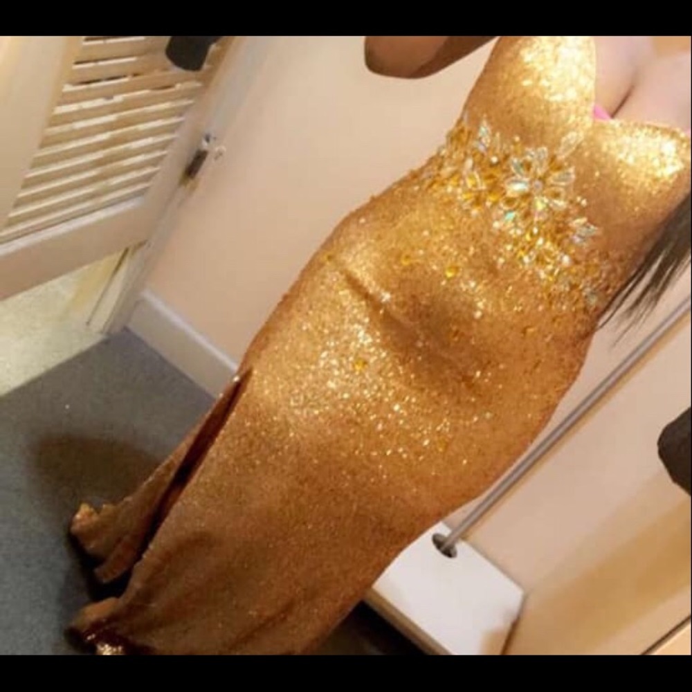Gold sparkle prom dress